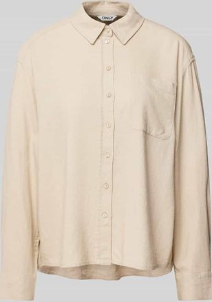 Only Regular Fit Bluse aus Viskose-Leinen-Mix Modell CARO in Sand, Gr&ouml;&szlig;e L