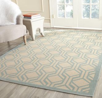 Safavieh Alfombra contempor&aacute;neo de polipropileno beige/azul, 122 x 170 cm