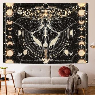 OEM Tapiz Decorativo De Pared Con Dise&ntilde;o De Sol Y Luna En Negro Para Dormitorio, 150 X 130 Cm
