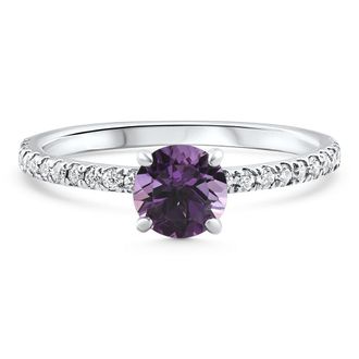 Pompeii3 1Ct Amethyst & Diamond Anniversary Engagement Fashion Ring 10k Gold Lab Grown