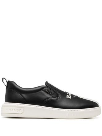 Bally logo-print slip-on sneakers - men - Fabric/Leather/Leather/Rubber - 40.5 - Black