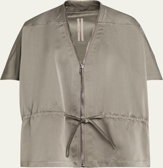 Rick Owens Short-Sleeve Satin Zip Sail Jacket