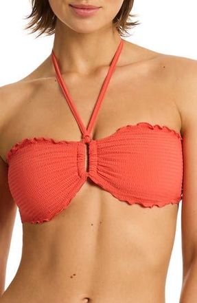 Sea Level Australia Messina Ring Bandeau Bikini Top in Flame at Nordstrom Rack, Size 10 Us / 14 Au