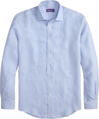 Ralph Lauren Purple Label Camicia in lino a righe - Blu