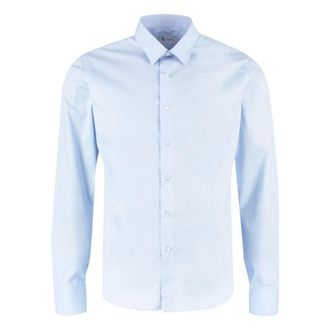 THE (ALPHABET) Overhemden, Heren, Blauw, L, Katoen, Stretch katoenen overhemd