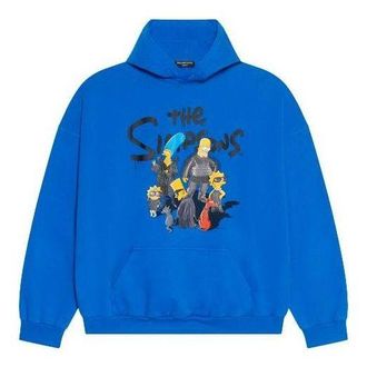 Balenciaga x THE SIMPSONS Cotton Hoodie Wide Fit Blue 674986TLVG84210