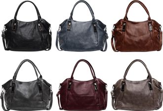 Generic Shoulder Bag PU Leather Tote Handbag Casual Crossbody Bag for Women (Black)