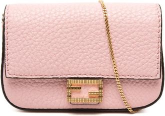 Fendi Pre-owned Fendi Nano Grained Leather Baguette Charm Crossbody Ladies JHAIRGRPM1XAGANJ