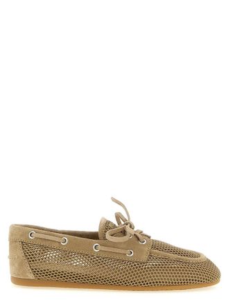 Miu Miu Beige Lace Up Loafers