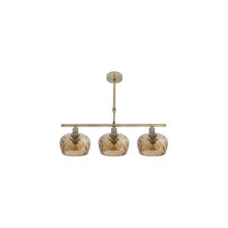 Fabrilamp Fabrilamp - Lampara Estela 3xe14 Cuero Regx55x13 Cm C/tulipas Cristal Tallado Ambar