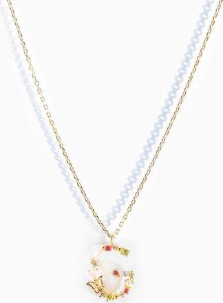 Girls Crew Flutterfly Initial Necklace in Gold at Nordstrom
