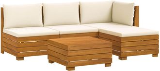 vidaXL 5 Uds. Conjunto De Sof&aacute;s De Exterior Madera De Acacia S&oacute;lida Vidaxl
