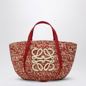 Loewe Eclipse medium basket bag in raffia and leather