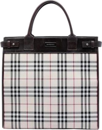 Burberry Pre-owned Tote Bags, female, Beige, Size: ONE SIZE Pre-owned House Check Canvas Tote