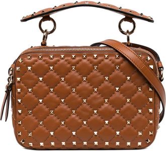 Valentino Pre-owned Valentino Lambskin Rockstud Spike Double Zip Camera Bag Ladies UIDDJ1525PIOXE2S