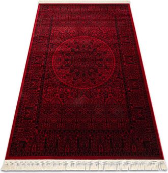 RugsX Rugsx - Orient 6039 Alfombra Burdeos / Negra Marco, Roset&oacute;n, Oriental, Con Flecos Red 100x200 Cm