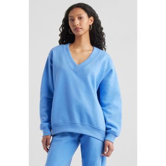 BP. Oversize V-Neck Sweatshirt in Blue Stream at Nordstrom Rack, Size X-Small