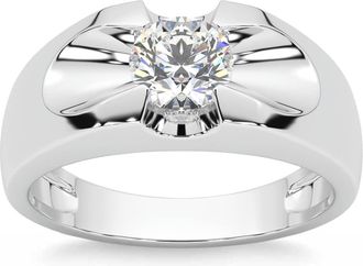 Pompeii3 Mens 3/4Ct Solitaire Diamond Wedding Anniversary Ring 14k Gold Band Lab Grown