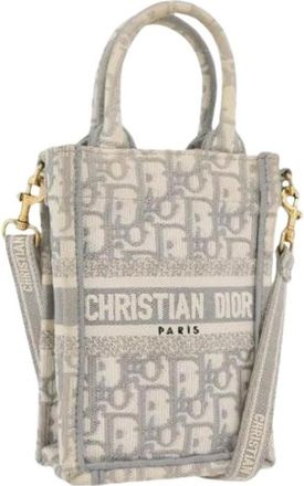 Dior Pre-owned Tote Bags, female, Gray, Size: ONE SIZE Pre-owned Trotter Canvas Hand Bag