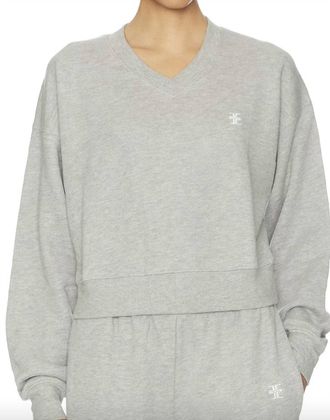 &Eacute;terne Cropped V Neck Sweatshirt In Grey