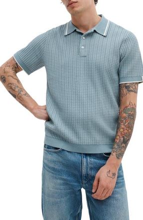 Rag & Bone Harvey Rib Polo Sweater in Steel at Nordstrom, Size Xx-Large