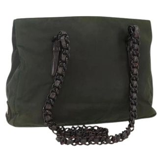 Prada Pre-owned Shoulder Bags, female, Green, Size: ONE SIZE Pre-owned Vintage Nylon Shoulder Bag