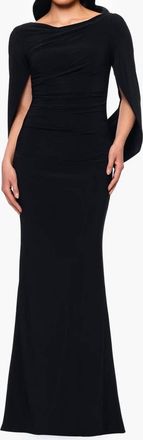 Betsy & Adam Miriam Long Jersey Draped Back Gown In Black