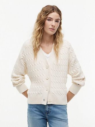 Tommy Hilfiger C&aacute;rdigan oversize de punto trenzado con cuello de pico