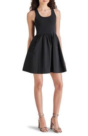 Steve Madden Tottenham Mixed Media Minidress in Black at Nordstrom Rack, Size Large