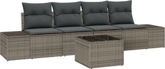 vidaXL Garden Sofa Set with Cushion Manual 5 pcs Grey 55 x 55 x 37 cm Vidaxl