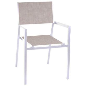 Vacchetti Vacchetti - Silla Asiento De Jard&iacute;n Apilable Con Reposabrazos Blanco 55x56 Cm H 86 Cm En Aluminio Mod. Cleveland