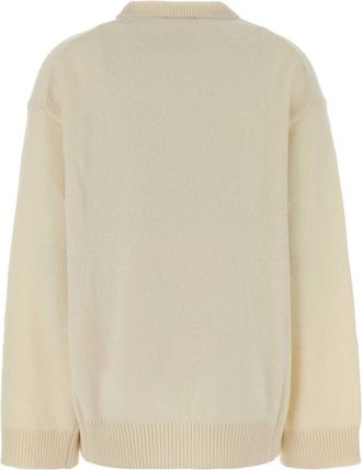 Ganni Womens Graphic Sweater White Wool Recycled