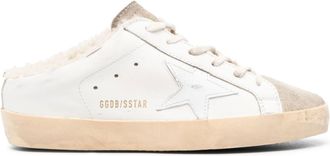 Golden Goose Super Star Sabot lederen bovenwerk van su&egrave;de teen Glanzend leer met ster Shearling voering
