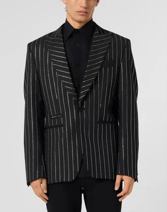 Philipp Plein Jacquard Blazer Lord Fit Strass Men in Black at Nordstrom, Size 50