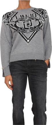 Liu Jo Maglieria Grigio - Dames - Ronde hals truien - Grijs - M - Wol - Truien & Vesten