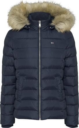 Tommy Jeans Faux Fur Hooded Down-Filled Fitted Jacket - Dames - Gewatteerde jassen - Blauw - XL - Polyester - Jassen