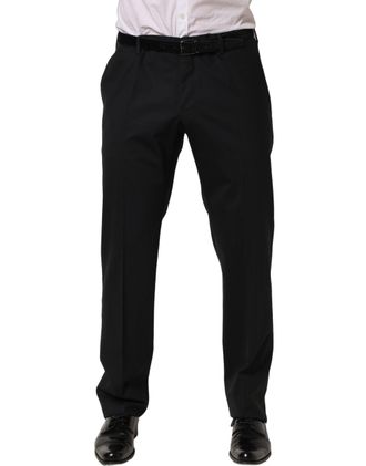 Dolce & Gabbana Virgin Wool Tapered-Leg Trousers - Black