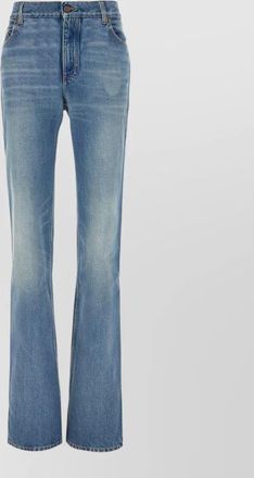 Chlo&eacute; denim trousers belt loops faded five pockets