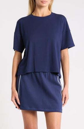 Yogalicious Heavenly Ribbed Deluxe Boxy Crop T-Shirt in Naval Blue at Nordstrom Rack, Size X-Large