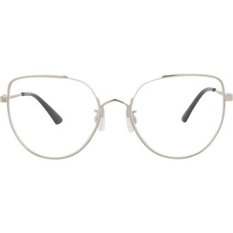 Alexander McQueen 55mm Cat Eye Optical Glasses in Silver Silver Transparent at Nordstrom Rack