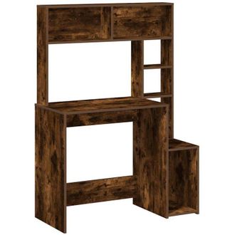 vidaXL Scrivania Mensole Rovere Fumo 100x45x140 cm Legno Multistrato - Vidaxl