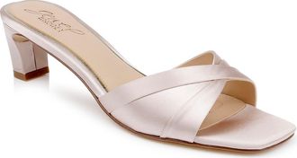 Badgley Mischka Paris Slide Sandal in Champagne Satin at Nordstrom, Size 7.5