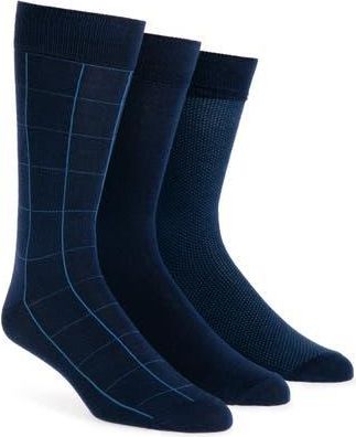 Lorenzo Uomo Assorted 3-Pack Cotton Blend Dress Socks in Navy at Nordstrom Rack