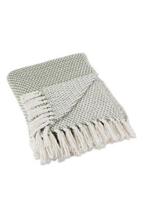 Design Imports Tassel Woven Cotton Throw Blanket in Green at Nordstrom Rack