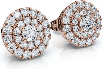 Pompeii3 5/8Ct Double Halo Womens Diamond Earrings 14k Gold Lab Grown