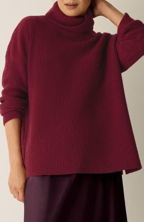 Eileen Fisher Rib Turtleneck Sweater in Deep Claret at Nordstrom Rack, Size X-Small