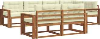 vidaXL Conjunto De Sof&aacute;s De Exterior 8 Uds. Natural Y Crema Vidaxl