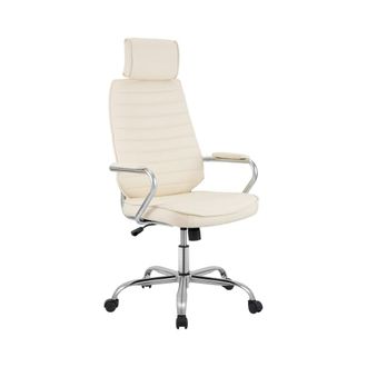 Clp Silla de oficina giratoria regulable en Simil cuero Crema