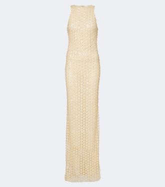 New Arrivals Embellished mesh gown