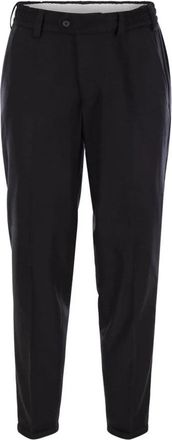PT01 Geklede Broek met Elastische Tailleband - Heren - Slim Fit Broeken - Zwart - W33 - Wol - Broeken